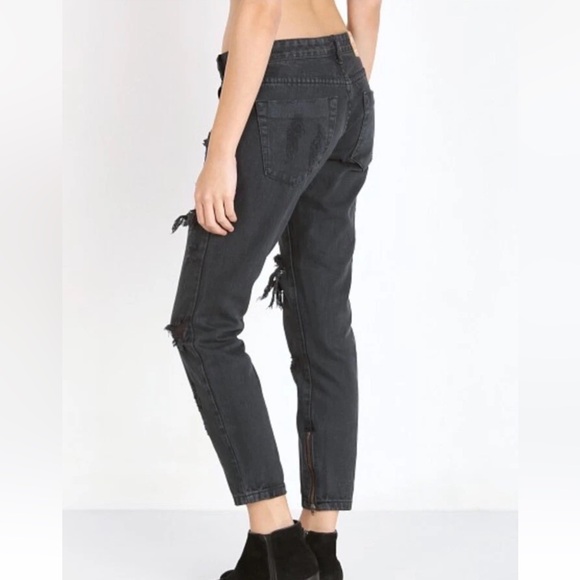 One by One Teaspoon Trash Freebirds Fox Women’s Black Low Rise Slim Jeans Sz 29 - Picture 3 of 12